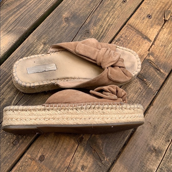 H&M Tan Espadrille Slip-On Shoes genuine suede - Picture 1 of 6